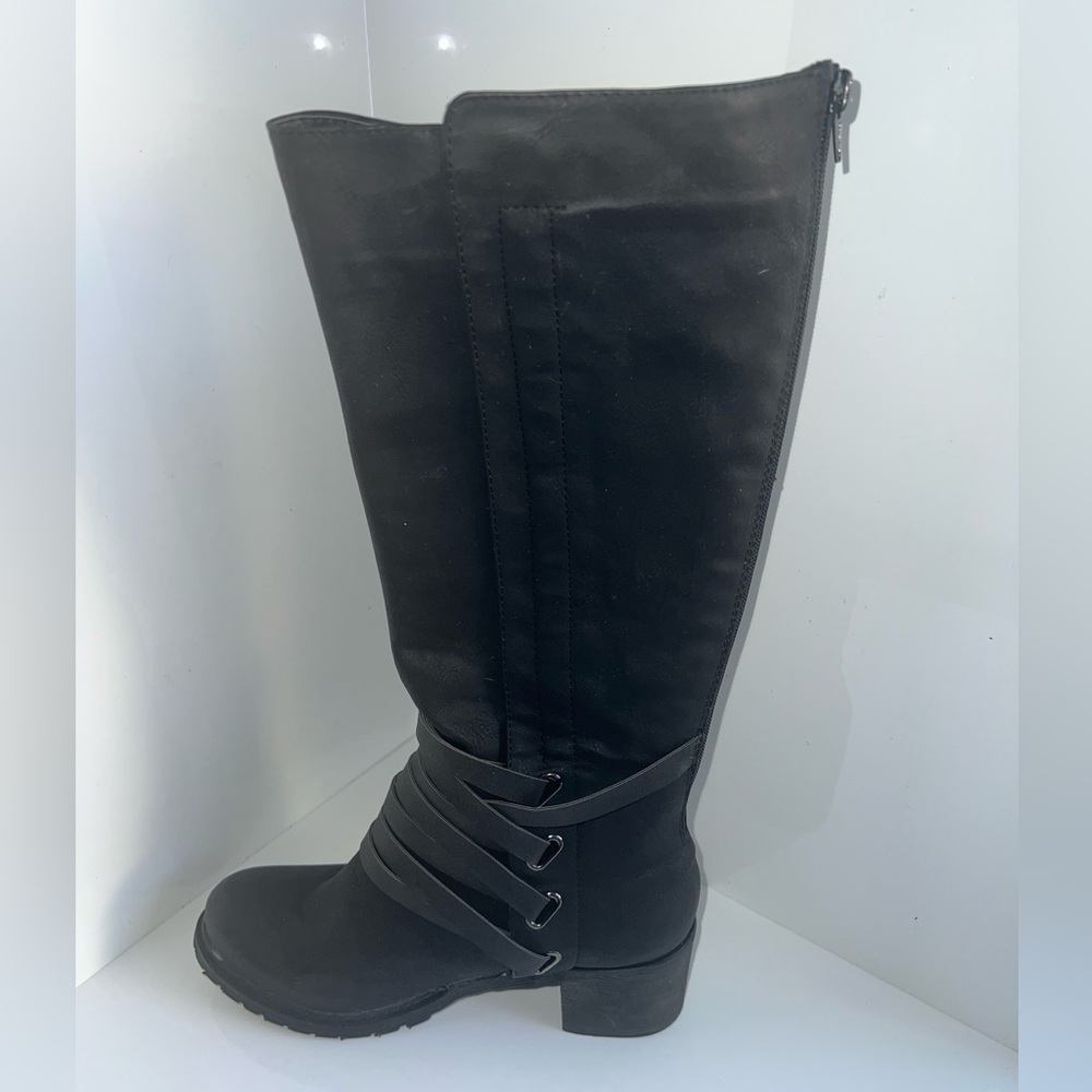 Olivia Miller Calista Knee-High Boots with Strap Accents New Never Worn